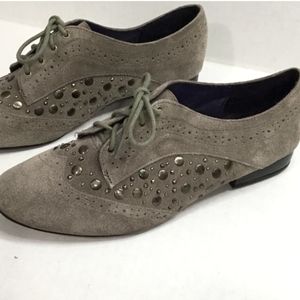 Suede Leather Gray Wingtip Oxford Size 12 Loafers